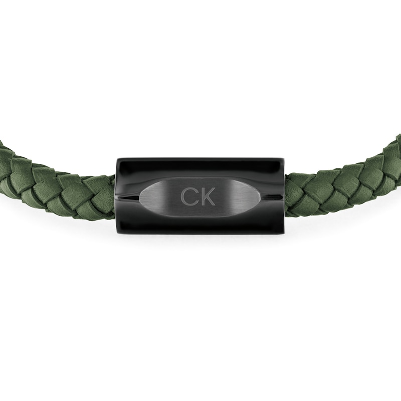 Main Image 3 of Calvin Klein Men's Plaited Green Leather & Stainless Steel Minimalistic Bracelet