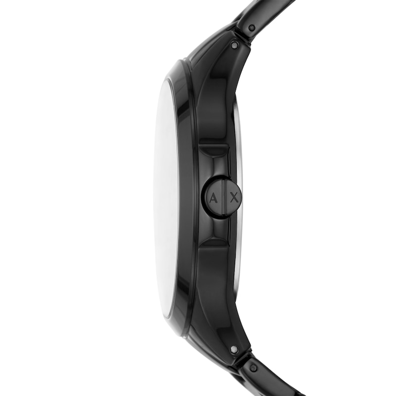 Main Image 2 of Armani Exchange Men's Black Stainless Steel Watch & Leather Bracelet Gift Set