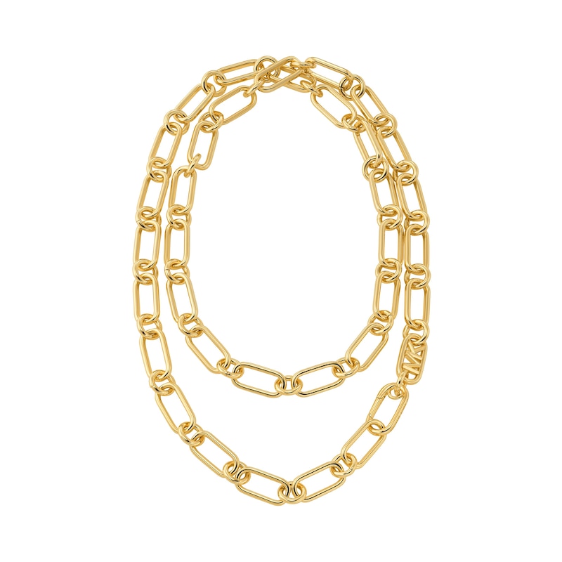 Main Image 1 of Michael Kors Ladies' Statement Link 14ct Gold Plated Chain Double Layer Necklace
