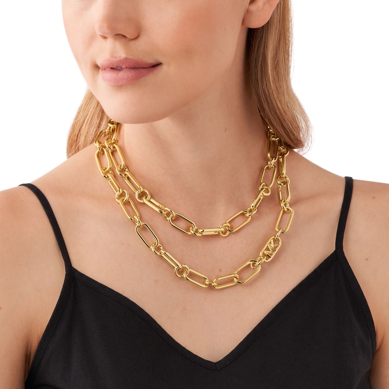 Main Image 3 of Michael Kors Ladies' Statement Link 14ct Gold Plated Chain Double Layer Necklace