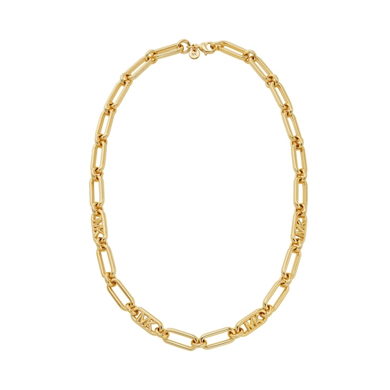 Michael Kors Ladies Statement Link 14ct Gold Plated Empire Link Chain Necklace