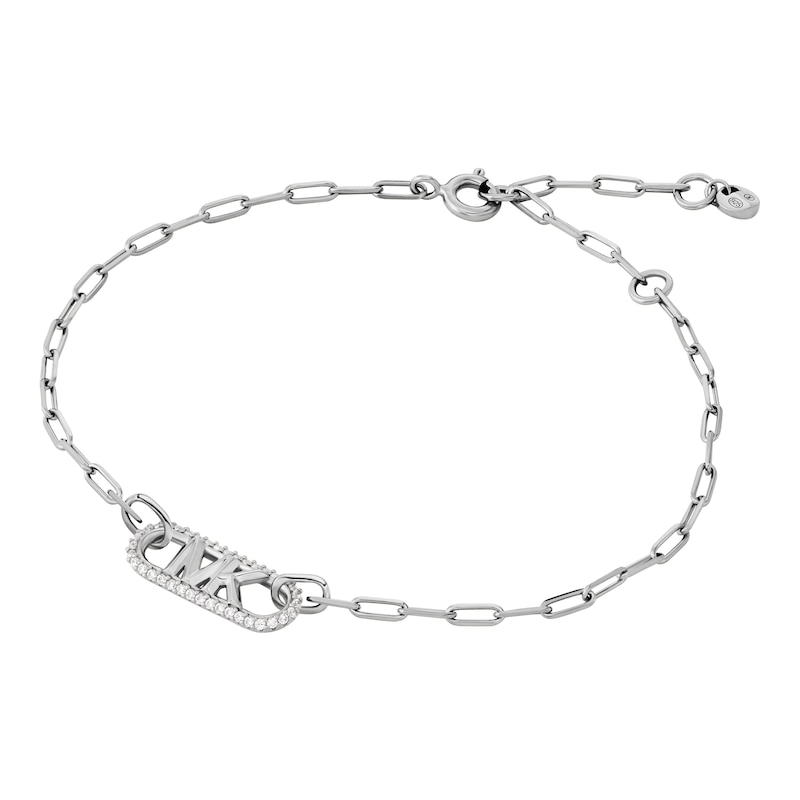 Main Image 1 of Michael Kors Ladies' Statement Link Sterling Silver Pavé Link Chain Bracelet