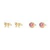 Thumbnail Image 1 of Fossil X Barbie Limited Edition Gold Tone Pink Crystal & Bow Earrings Set