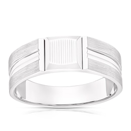 Men's Sterling Silver Detailed Signet Ring