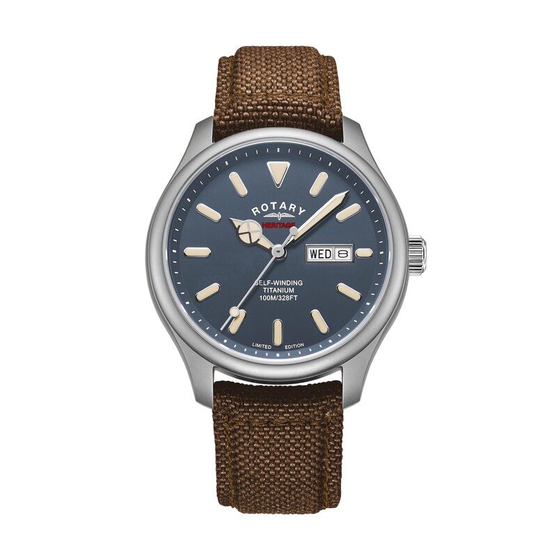 Main Image 1 of Rotary Men's Blue Dial Brown Nylon Strap Watch