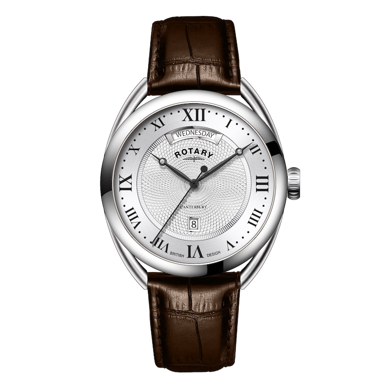 Main Image 1 of Rotary Men's Silver Dial Brown Leather Strap Watch