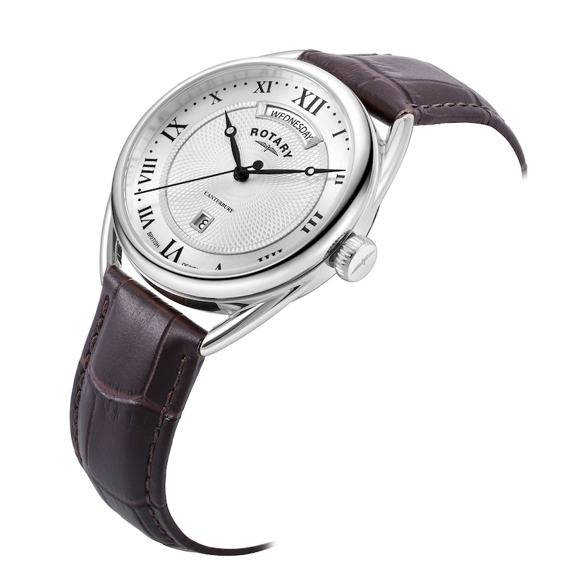 Main Image 2 of Rotary Men's Silver Dial Brown Leather Strap Watch