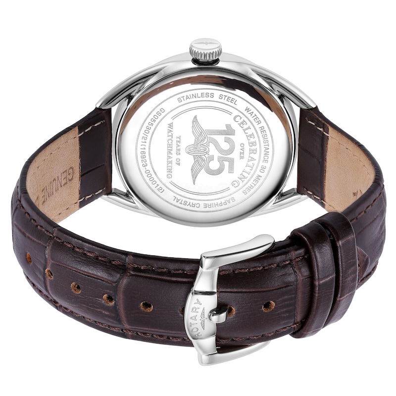 Main Image 3 of Rotary Men's Silver Dial Brown Leather Strap Watch