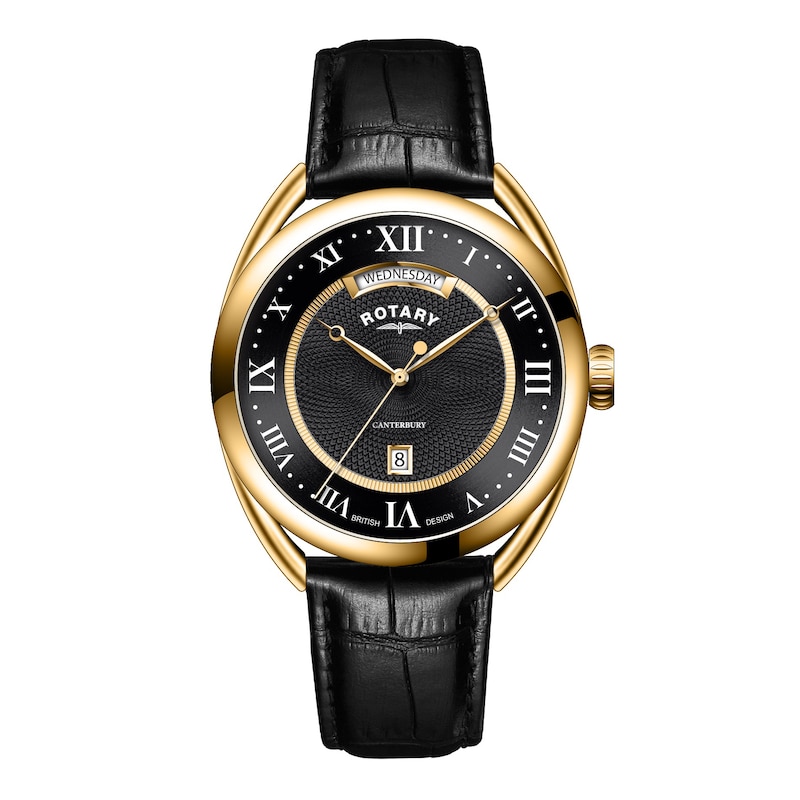 Main Image 1 of Rotary Men's Black Dial Black Leather Strap Watch