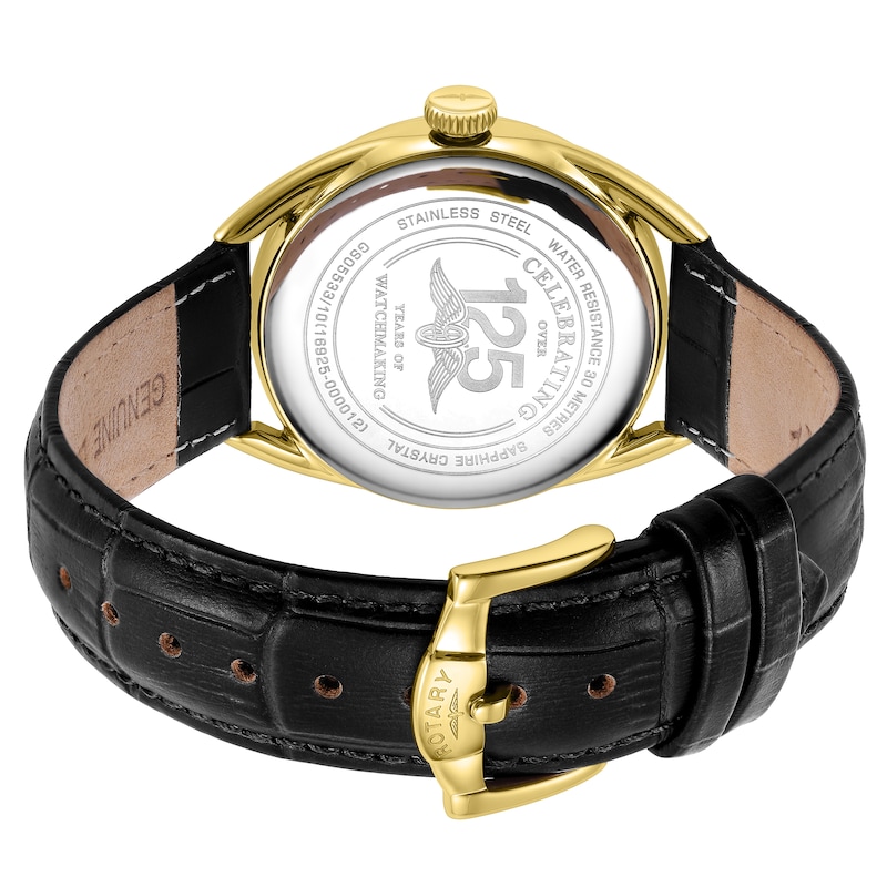 Rotary Men's Black Dial Black Leather Strap Watch