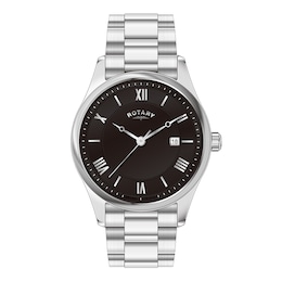 Rotary Men's Black Dial Stainless Steel Bracelet Watch