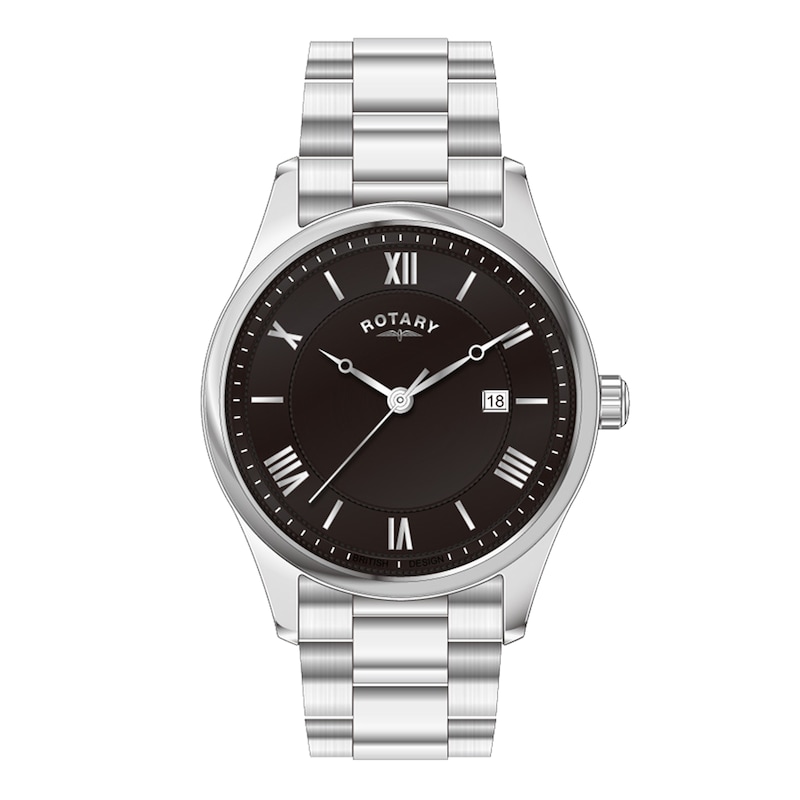 Main Image 1 of Rotary Men's Black Dial Stainless Steel Bracelet Watch