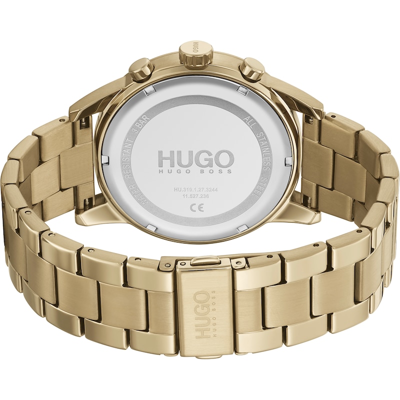 HUGO #SEEK Men's Black Dial Gold Tone Bracelet Watch