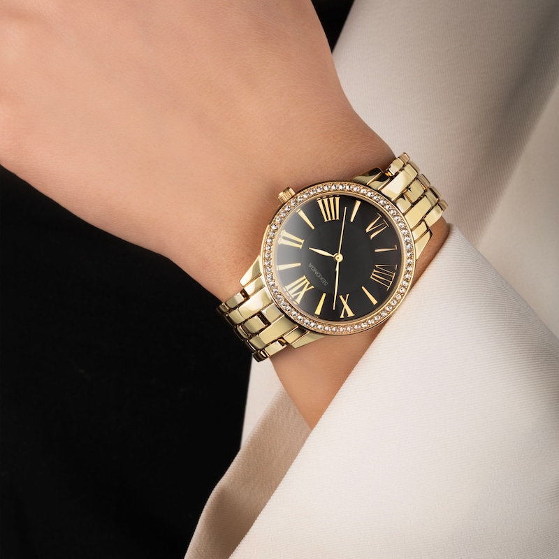 Main Image 7 of Sekonda Charlotte Ladies' Black Dial Gold Tone Bracelet Watch