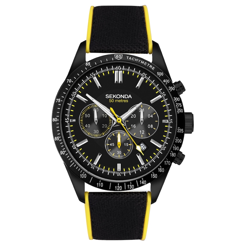 Sekonda Velocity Men's Chronograph Black Canvas Strap Watch