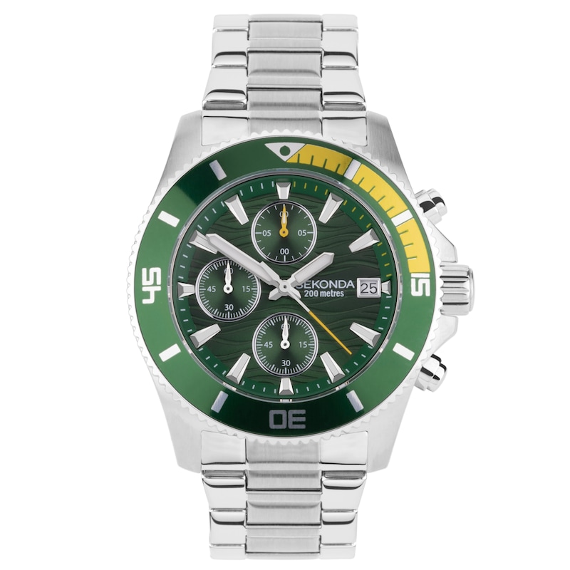 Sekonda Pacific Wave Men's Chronograph Green Dial Bracelet Watch