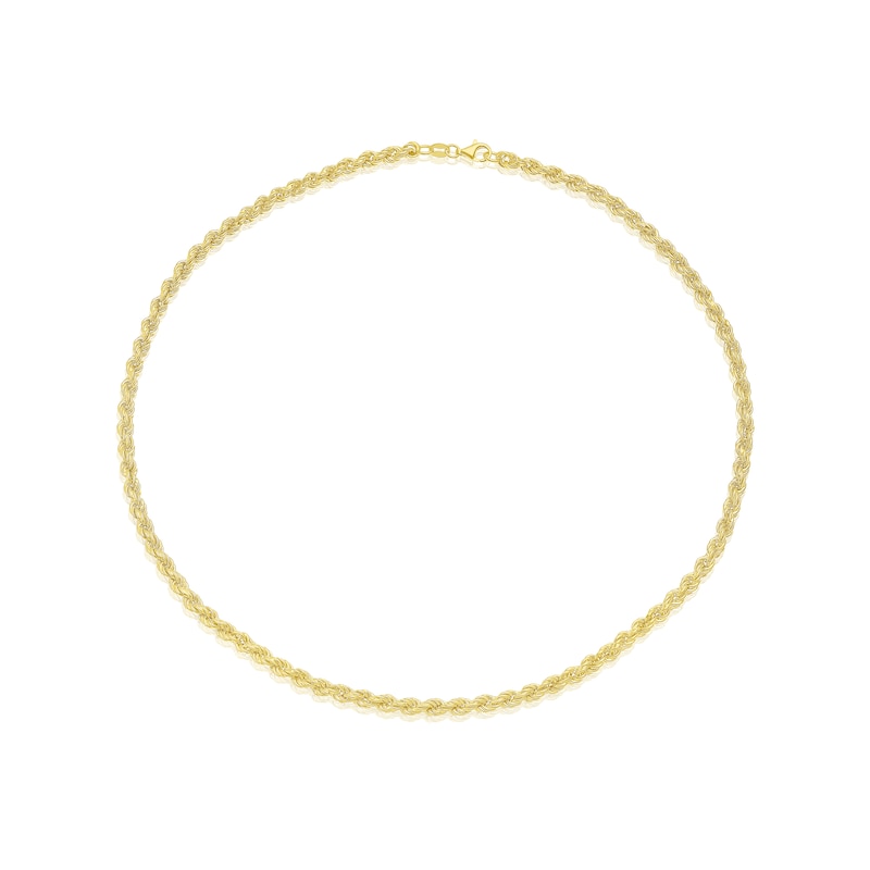 Main Image 2 of Sterling Silver & 18ct Gold Plated Vermeil 80 Gauge 18" Rope Chain Necklace