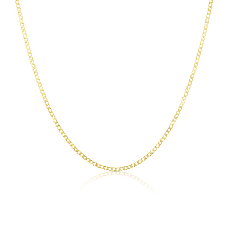 Main Image 1 of Sterling Silver & 18ct Gold Plated Vermeil 60 Gauge 18" Curb Chain Necklace