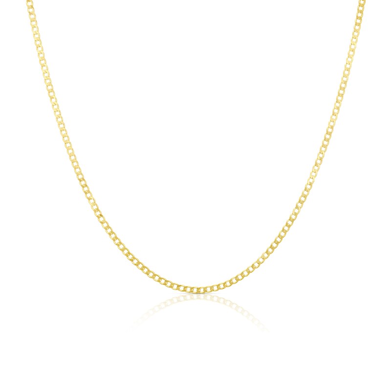 Main Image 1 of Sterling Silver & 18ct Gold Plated Vermeil 60 Gauge 22" Curb Chain Necklace