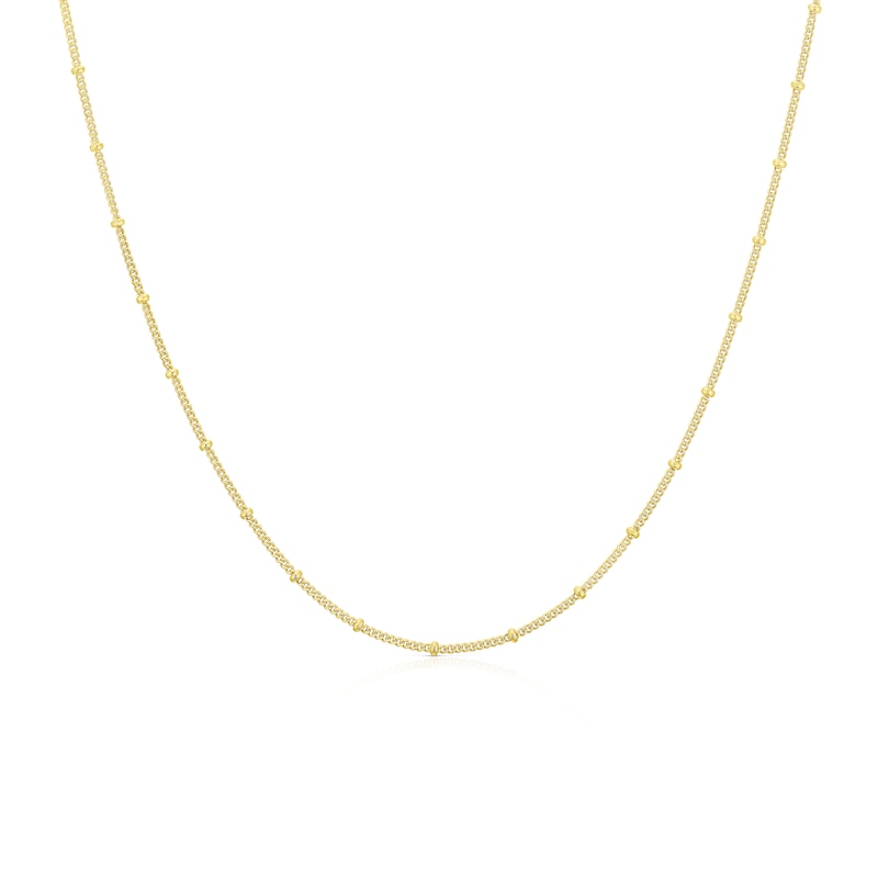 Main Image 1 of Sterling Silver & 18ct Gold Plated Vermeil 35 Gauge 20" Trace Chain Necklace