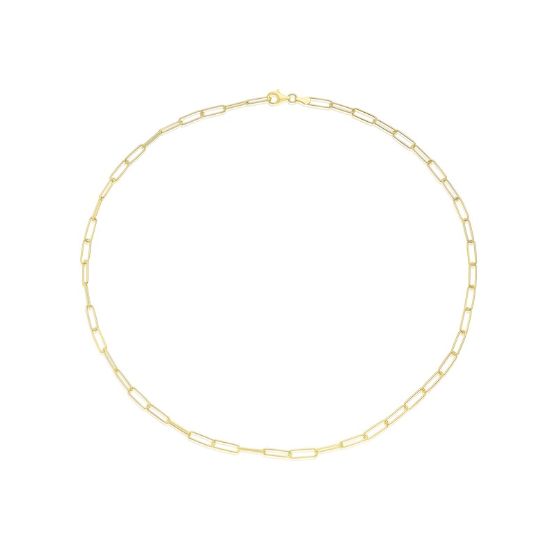Main Image 2 of Sterling Silver & 18ct Gold Plated Vermeil 70 Gauge 20" Paper Link Chain Necklace