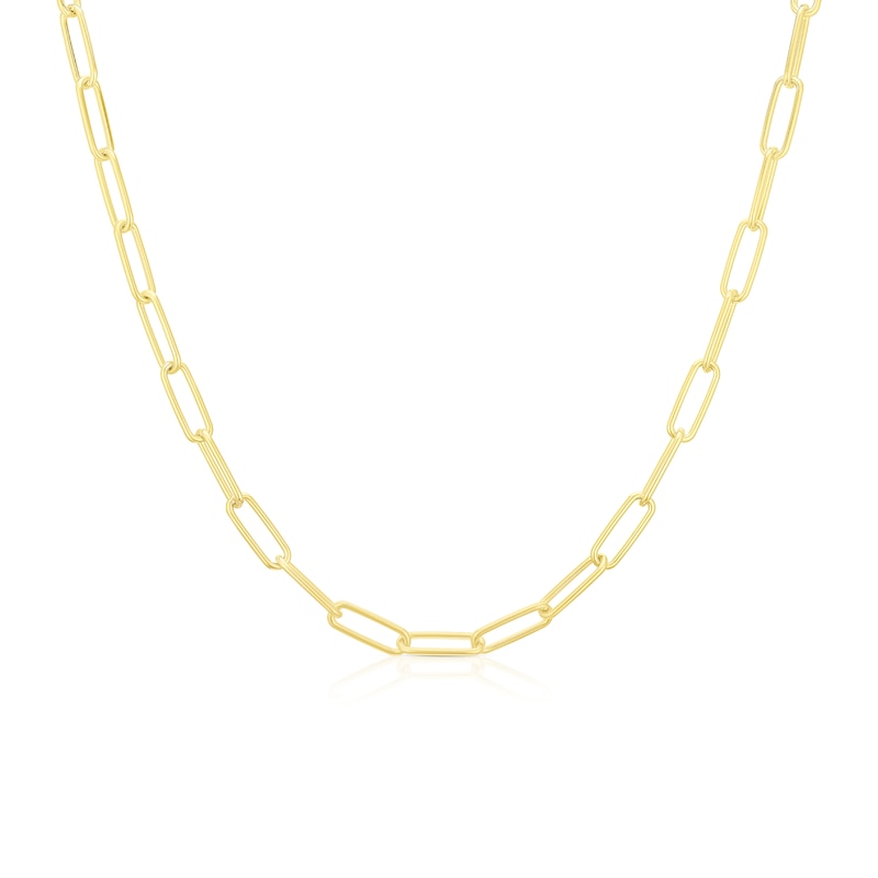 Main Image 1 of Sterling Silver & 18ct Gold Plated Vermeil 110 Gauge 20" Paper Link Chain Necklace