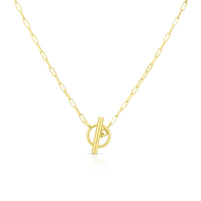 Main Image 1 of Sterling Silver & 18ct Gold Plated Vermeil 63 Gauge 16" T Bar Paper link Chain Necklace