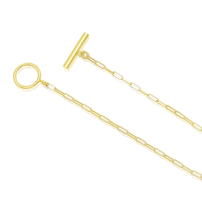 Main Image 3 of Sterling Silver & 18ct Gold Plated Vermeil 63 Gauge 16" T Bar Paper link Chain Necklace