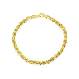 Sterling Silver & 18ct Gold Plated Vermeil 80 Gauge 7.25" Rope Chain Bracelet