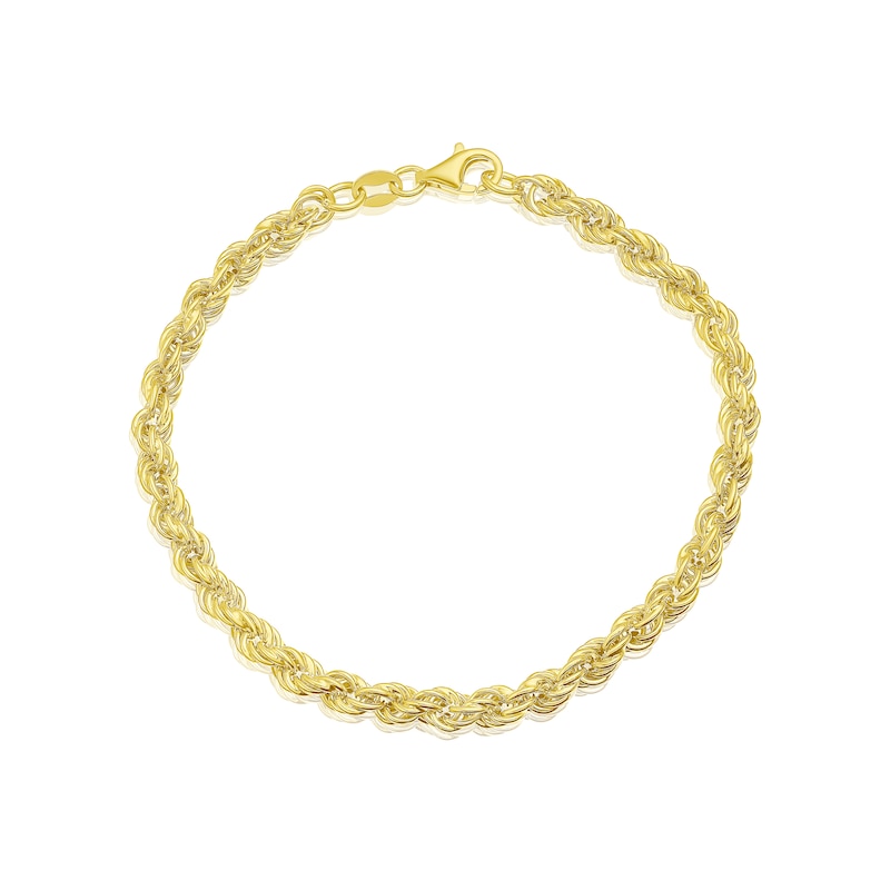 Main Image 1 of Sterling Silver & 18ct Gold Plated Vermeil 80 Gauge 7.25&quot; Rope Chain Bracelet