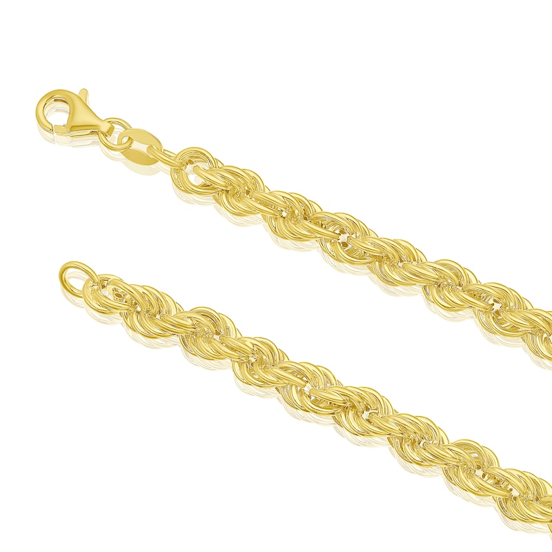 Main Image 3 of Sterling Silver & 18ct Gold Plated Vermeil 100 Gauge 7.25" Rope Chain Bracelet