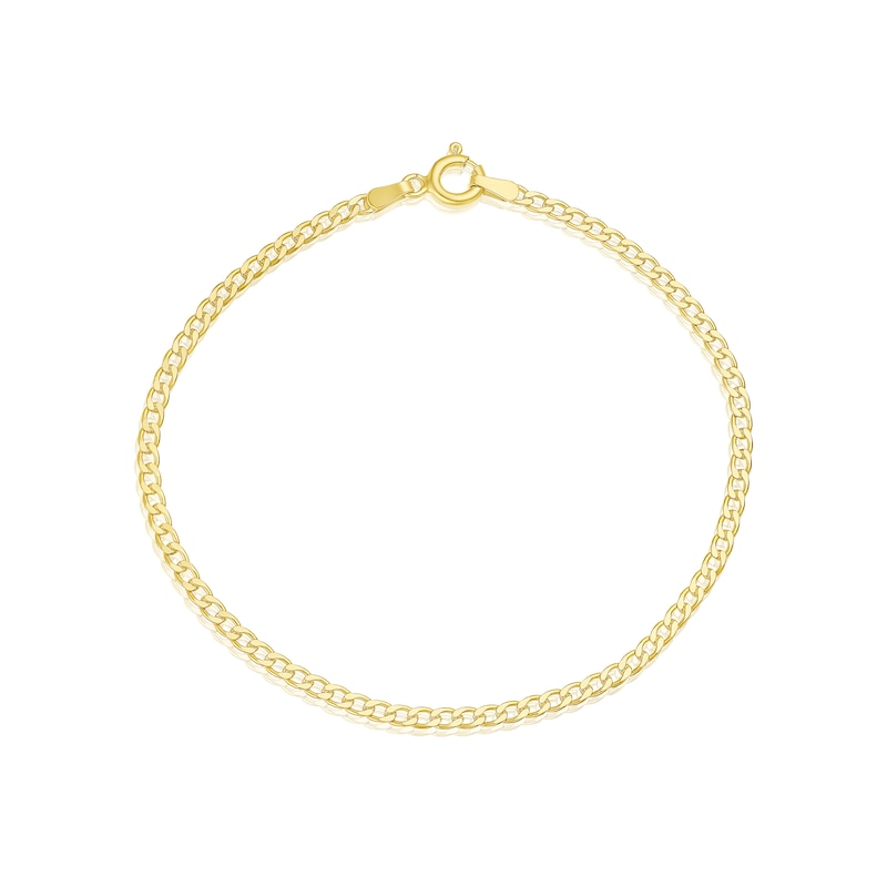 Main Image 1 of Sterling Silver & 18ct Gold Plated Vermeil 60 Gauge 7.25" Curb Chain Bracelet