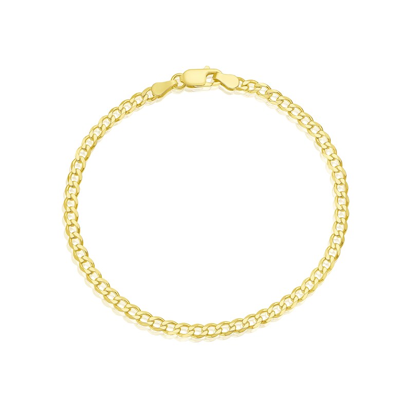 Main Image 1 of Sterling Silver & 18ct Gold Plated Vermeil 80 Gauge 7.25" Curb Chain Bracelet