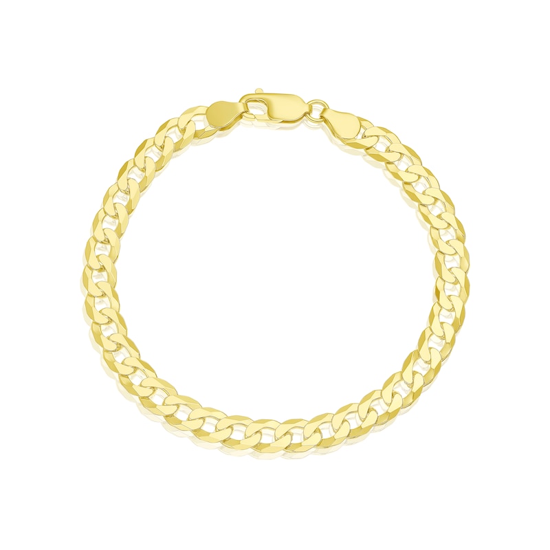 Main Image 1 of Sterling Silver & 18ct Gold Plated Vermeil 150 Gauge 8" Curb Chain Bracelet