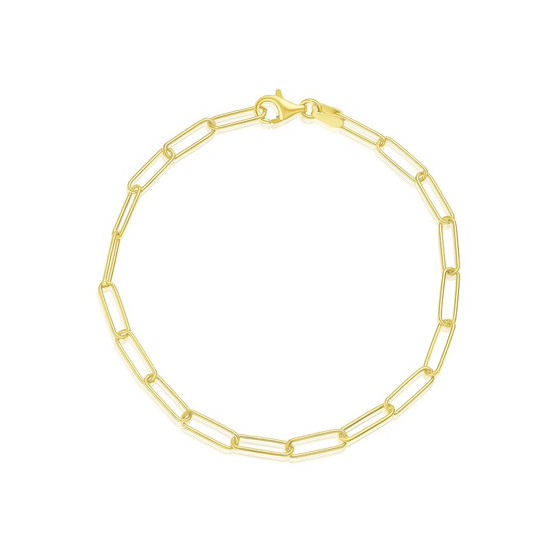 Main Image 1 of Sterling Silver & 18ct Gold Plated Vermeil 70 Gauge Paper" 7.25 Link Chain Bracelet