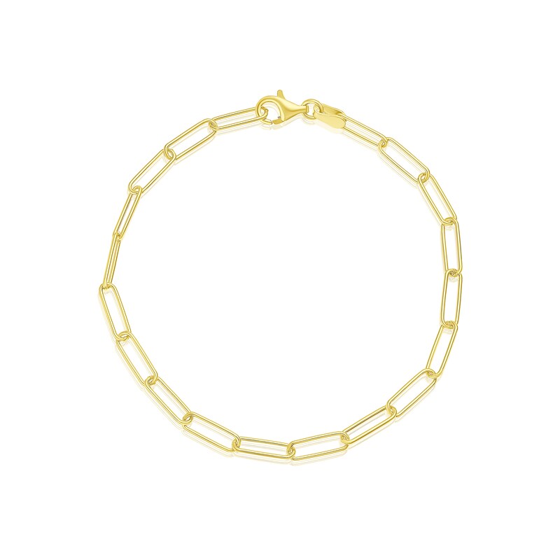 Sterling Silver & 18ct Gold Plated Vermeil 70 Gauge Paper Inch 7.25 Link Chain Bracelet