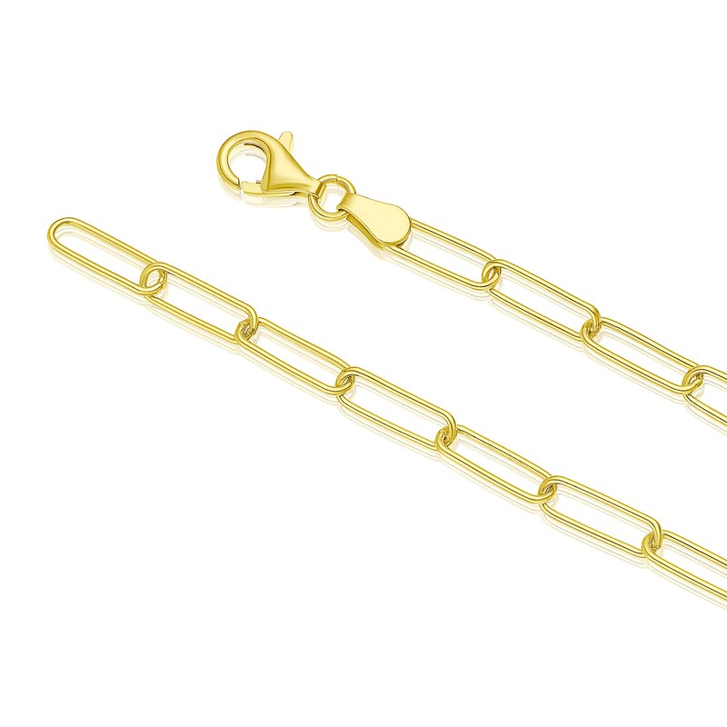 Main Image 3 of Sterling Silver & 18ct Gold Plated Vermeil 70 Gauge Paper" 7.25 Link Chain Bracelet
