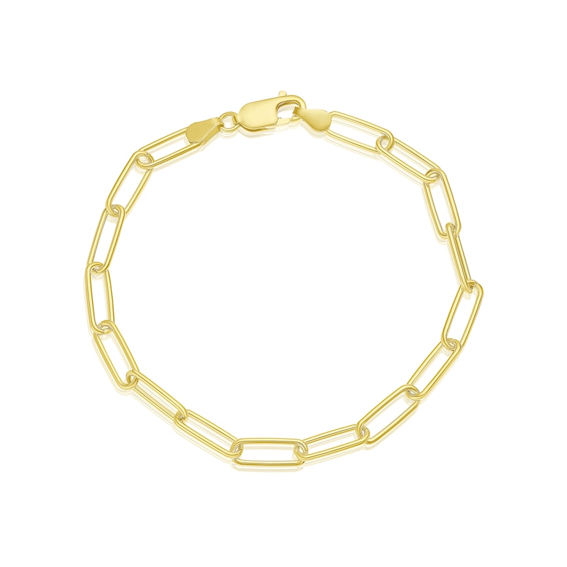 Main Image 1 of Sterling Silver & 18ct Gold Plated Vermeil 110 Gauge 8" Paper Link Chain Bracelet