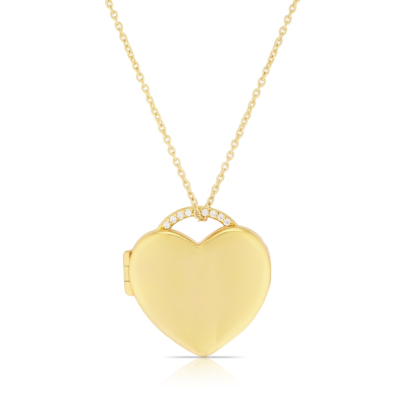 Sterling Silver & 18ct Gold Plated Vermeil Cubic Zirconia Bale Heart Locket