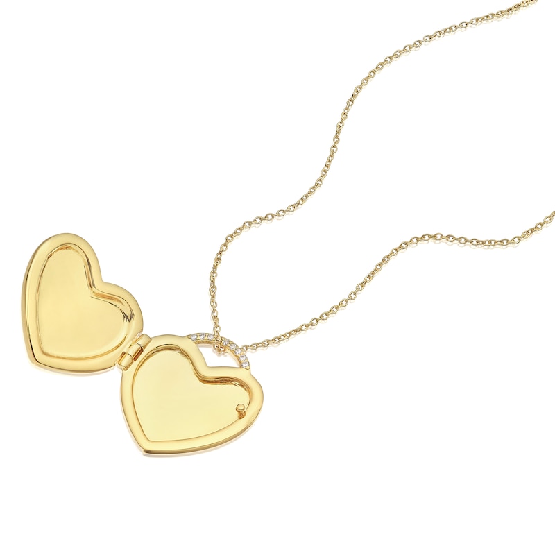 Main Image 2 of Sterling Silver & 18ct Gold Plated Vermeil Cubic Zirconia Bale Heart Locket