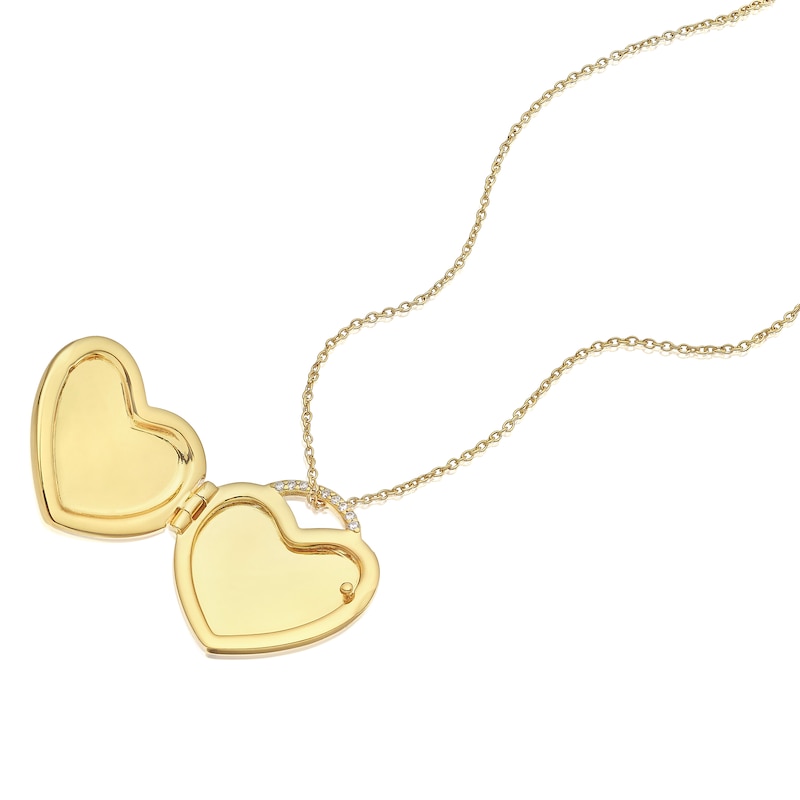 Sterling Silver & 18ct Gold Plated Vermeil Cubic Zirconia Bale Heart Locket