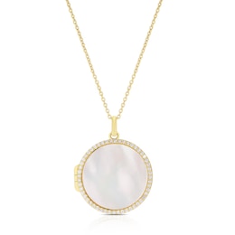 Sterling Silver & 18ct Gold Plated Vermeil Mother Of Pearl Round Faceted Locket