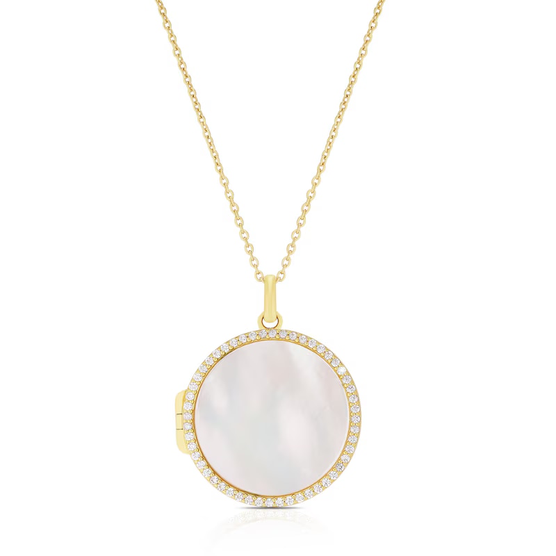 Sterling Silver & 18ct Gold Plated Vermeil Mother Of Pearl Round ...