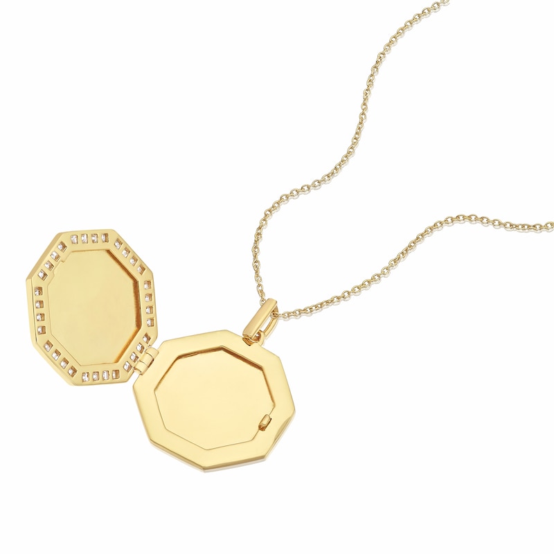 Main Image 2 of Sterling Silver & 18ct Gold Plated Vermeil Octagon Shaped Locket