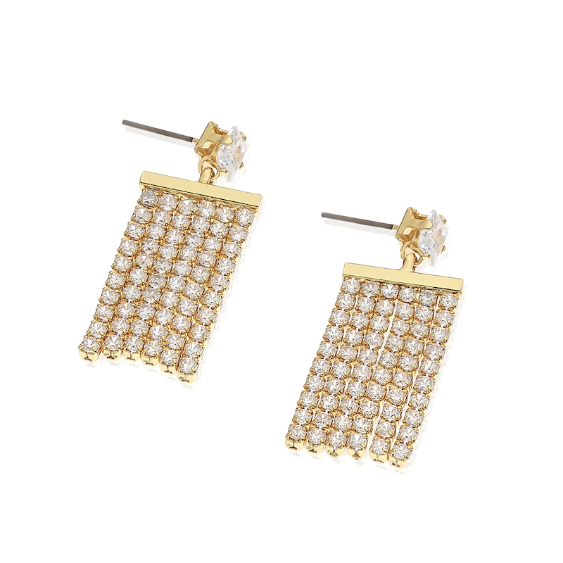 Gold Plated Cubic Zirconia Shimmer Drop Earrings