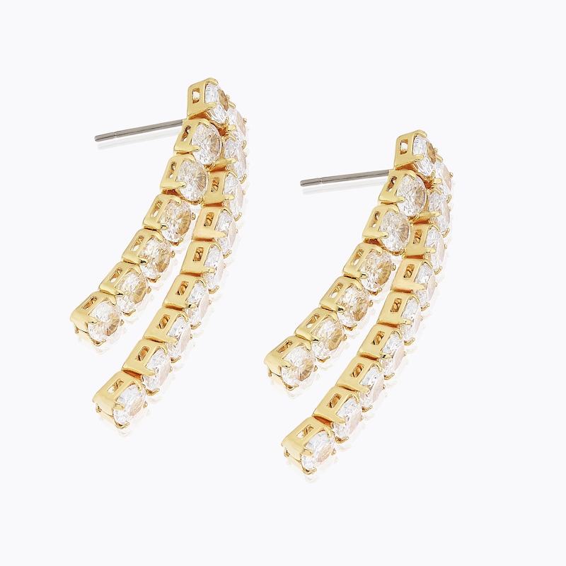 Gold Plated Cubic Zirconia Double Drop Earrings
