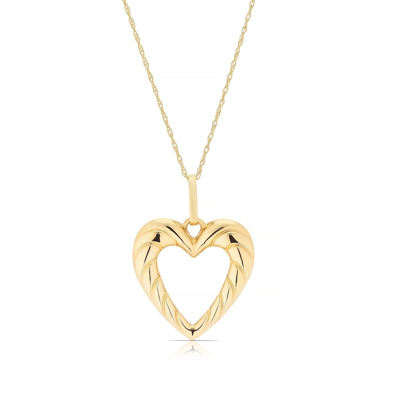 Main Image 1 of 9ct Yellow Gold Tapered Heart Pendant Necklace