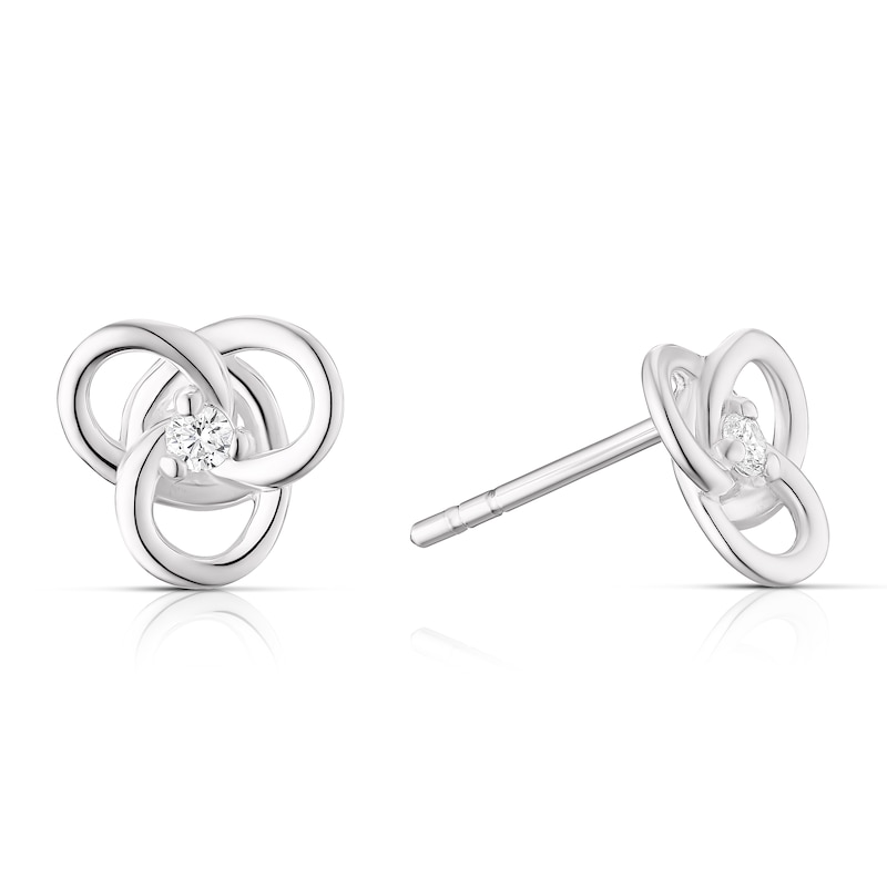 Main Image 1 of Sterling Silver Cubic Zirconia Celtic Knot Stud Earrings