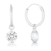 Thumbnail Image 1 of Sterling Silver Cubic Zirconia Drop Sleeper Hoops Earrings
