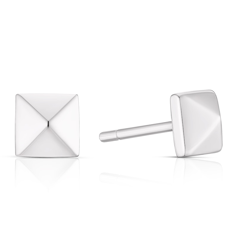 Main Image 1 of Sterling Silver Pyramid Shaped Stud Earrings